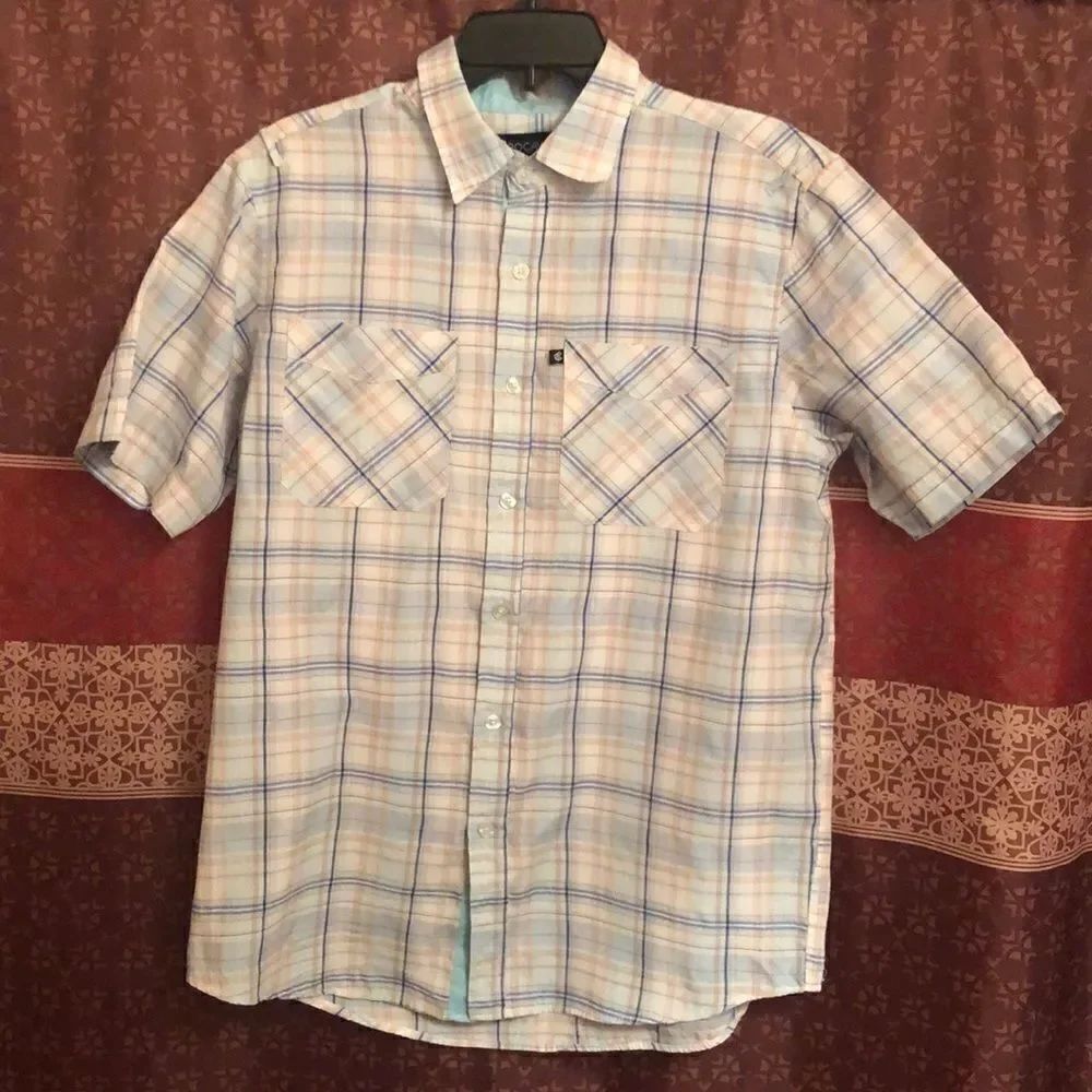 RocaWear polo button down shirt blue white